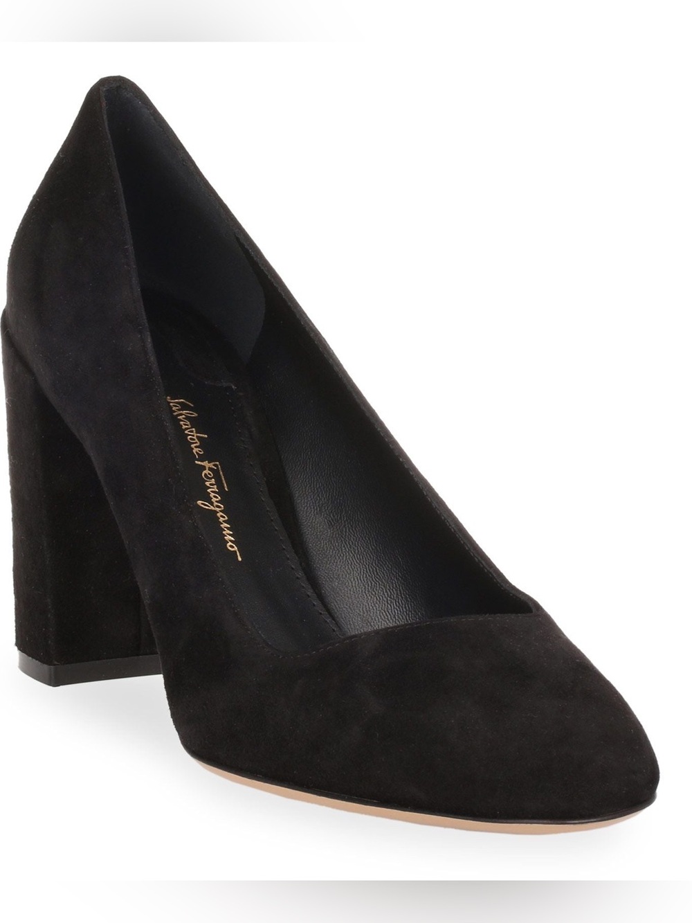 Salvatore Ferragamo Made In Italy Arezzo 85 Black Calf Leather Heels Size 8US